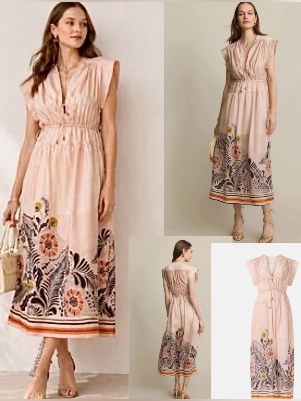 Sabina Musayev Oria Dress
Blush Pink Floral Border Midi Dress size Small.